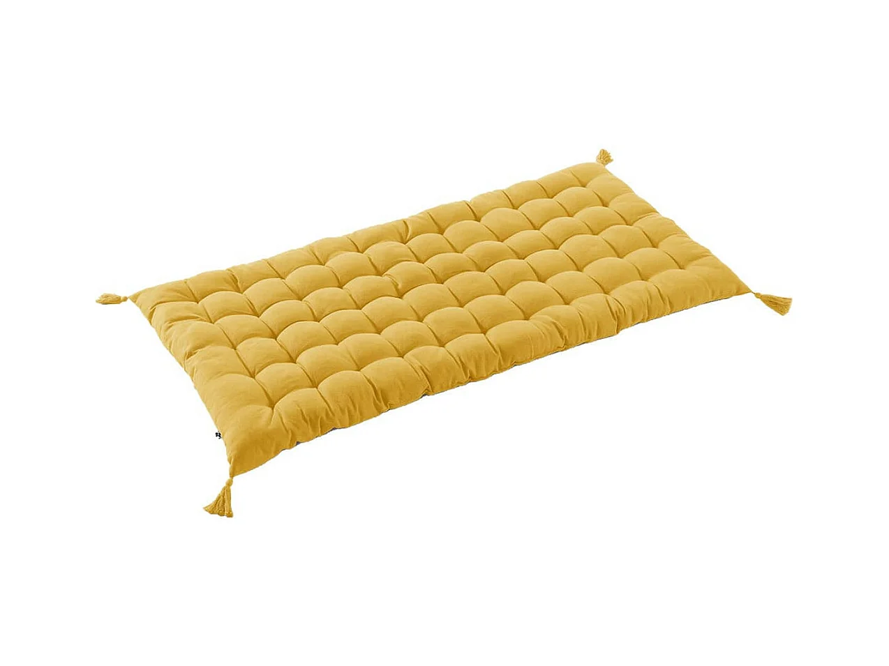 SOPHIE - Matelas de Sol avec pompons 60x120cm Coton Coloris Safran