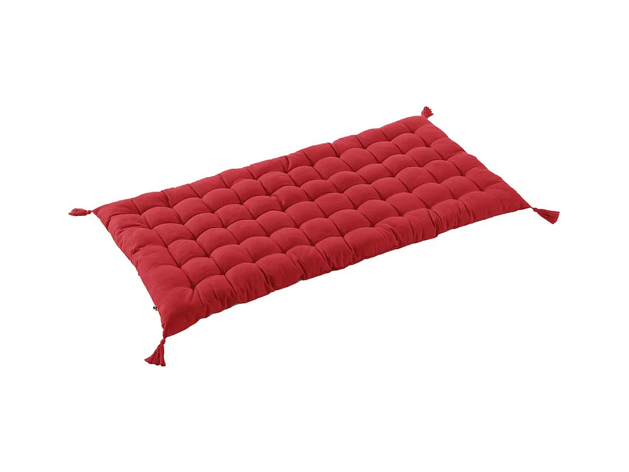 SOPHIE - Matelas de Sol avec pompons 60x120cm Coton Coloris Cerise