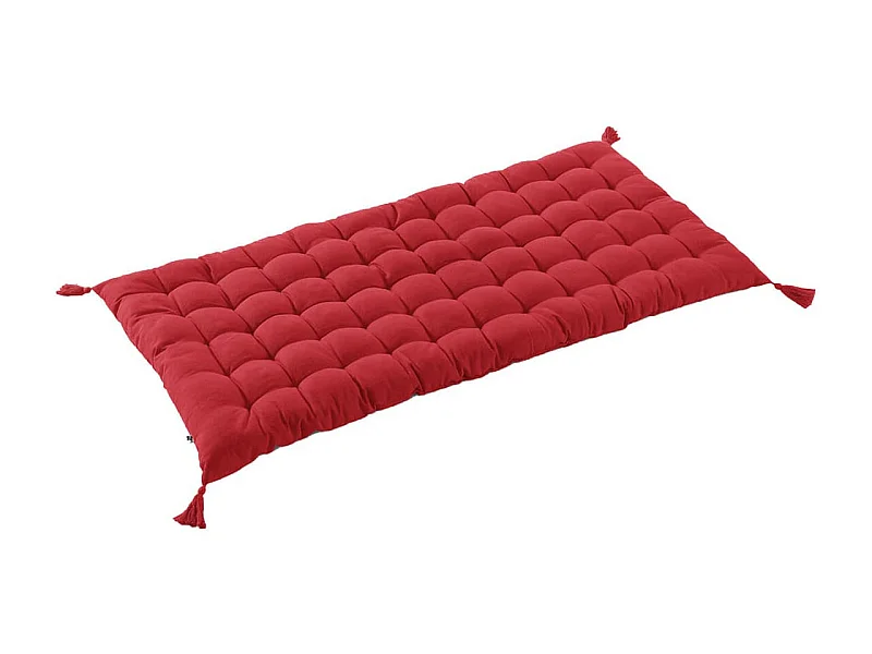 SOPHIE - Matelas de Sol avec pompons 60x120cm Coton Coloris Cerise