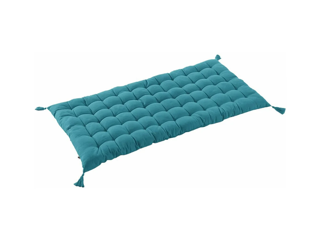 SOPHIE - Matelas de Sol avec pompons 60x120cm Coton Coloris Paon