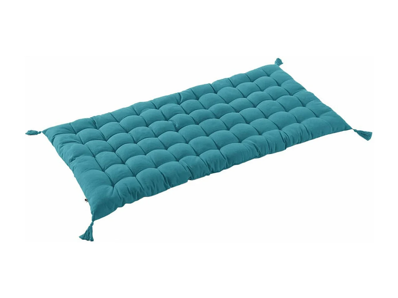 SOPHIE - Matelas de Sol avec pompons 60x120cm Coton Coloris Paon