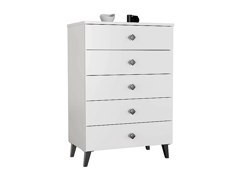 MOBI Dressoir K-05 Wit-Zwart met 5 Laden en Mat Afwerking