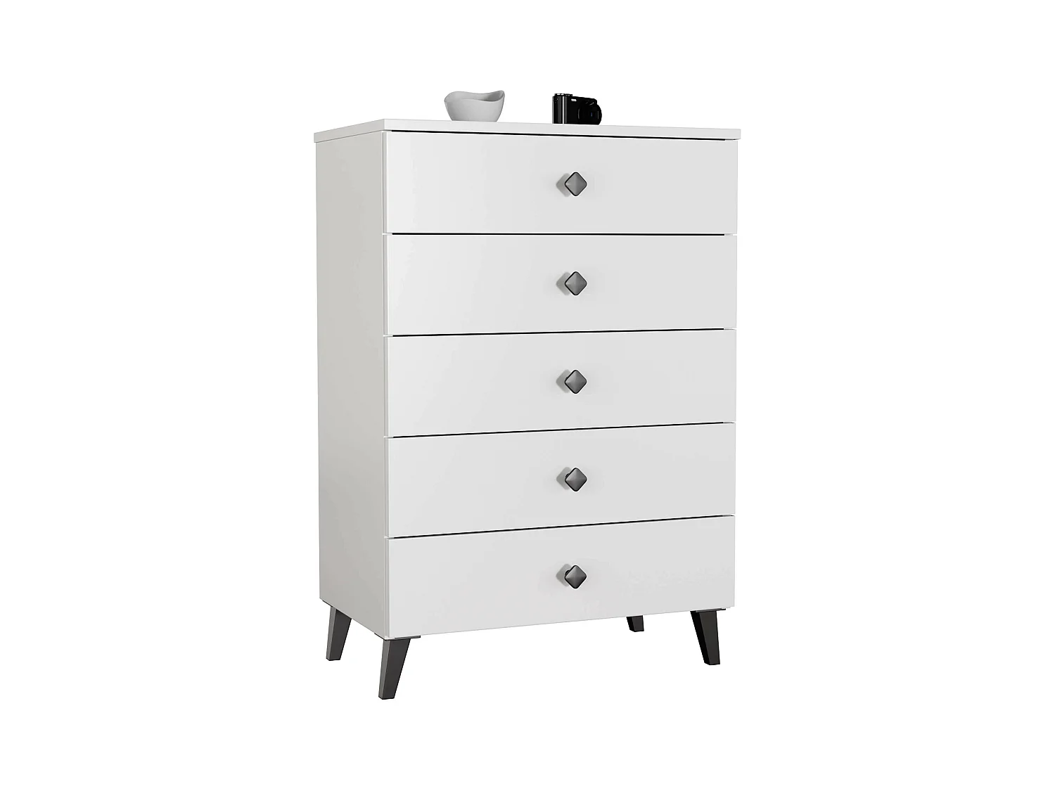 Commode AKORD MOBI Blanc 60 cm 5 tiroirs façade Blanche 60x37x89 cm