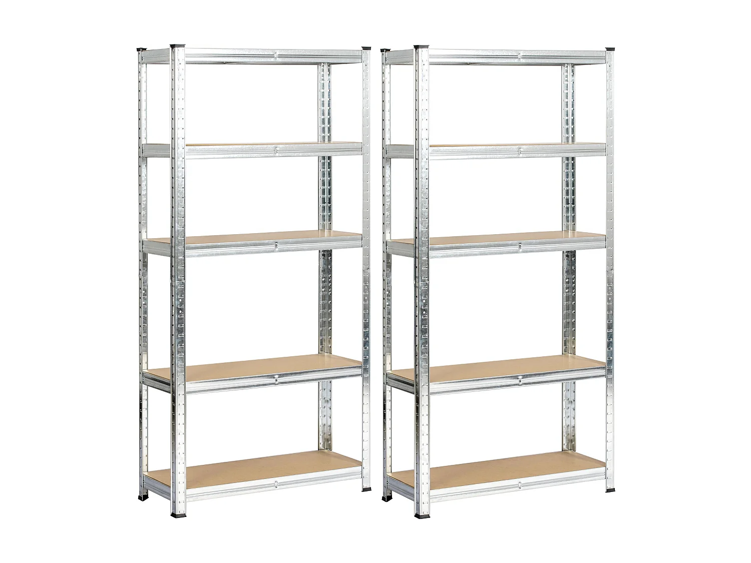 Dubbel Metalen Rek 70x30x154 cm Zilver - 10 Planken, Zelfmontage, 175 kg Belastbaar per Plank, Staal/MDF Constructie