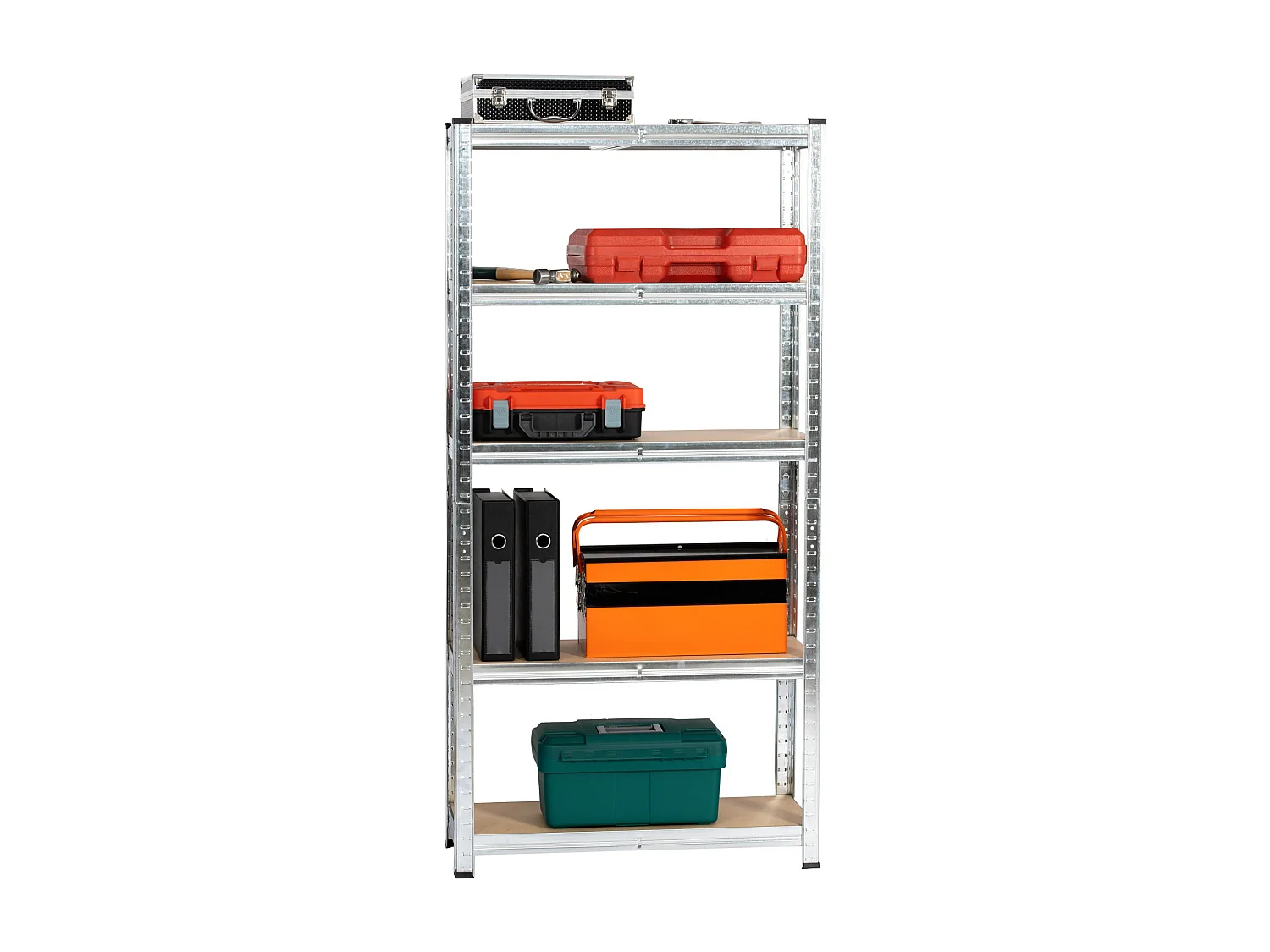 Dubbel Metalen Rek 70x30x154 cm Zilver - 10 Planken, Zelfmontage, 175 kg Belastbaar per Plank, Staal/MDF Constructie