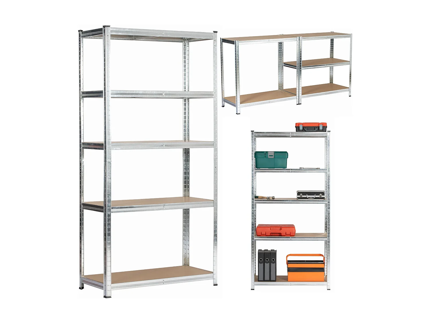 Lot de 2 étagères modulables 80 cm acier galvanisé charge maximale 875kg - L80xP40xH180 cm