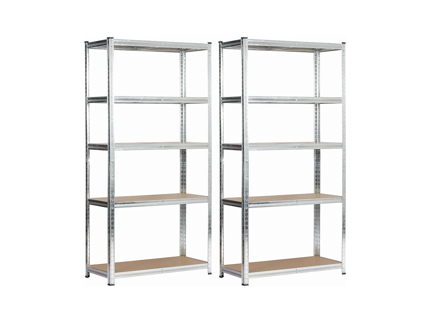 Set 2 x AKORD Scaffale garage in metallo  acciaio zincato 5 ripiani in colore legno per carichi fino a 875kg 80x40x180 cm