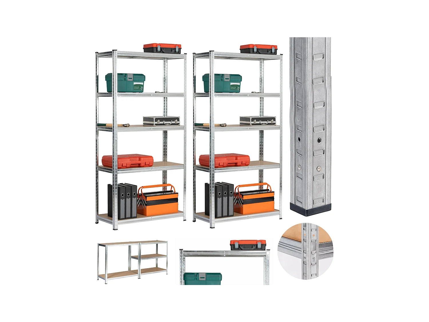 2x REGAŁ METALOWY 80x40x180 SREBRNY