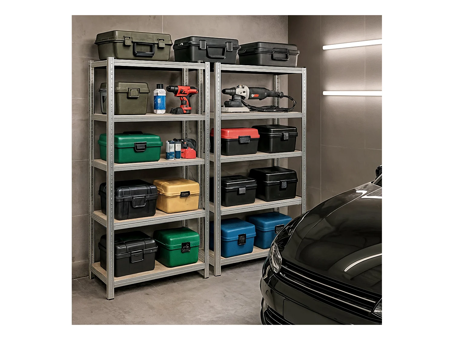 2x REGAŁ METALOWY 80x40x180 SREBRNY