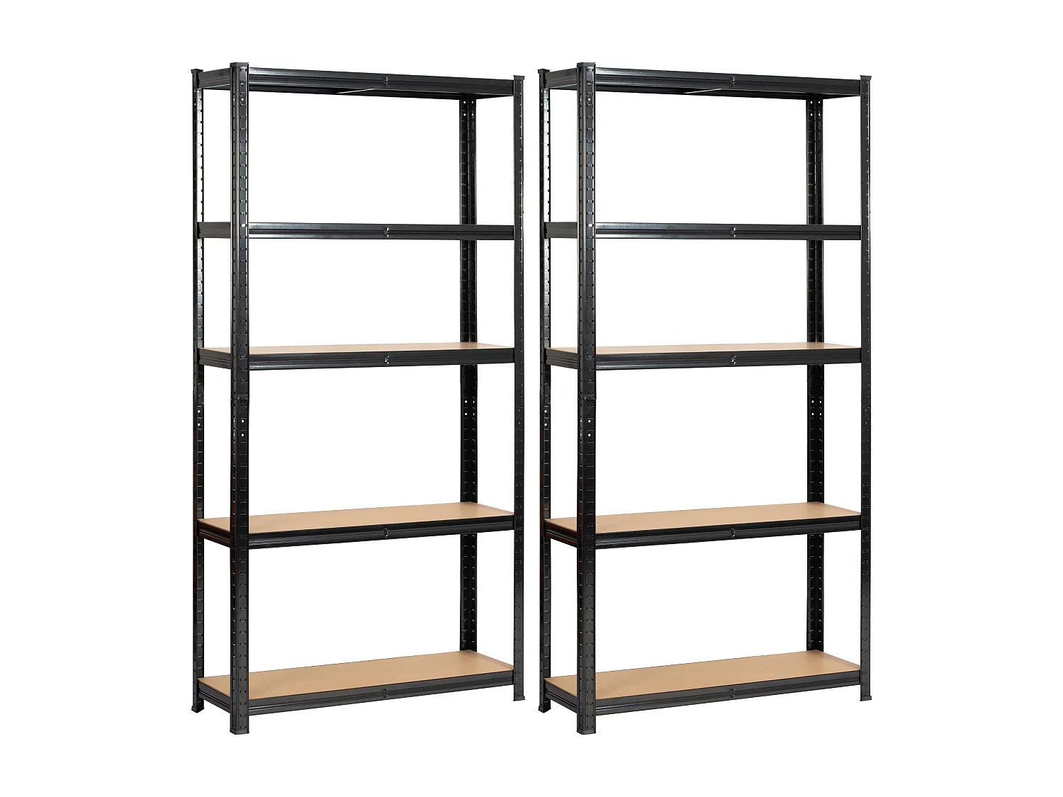 Dubbele Zwarte Stalen Opslagrek 90x30x180 cm - 10 Planken - Voor Garage & Schuur - Zelfmontage