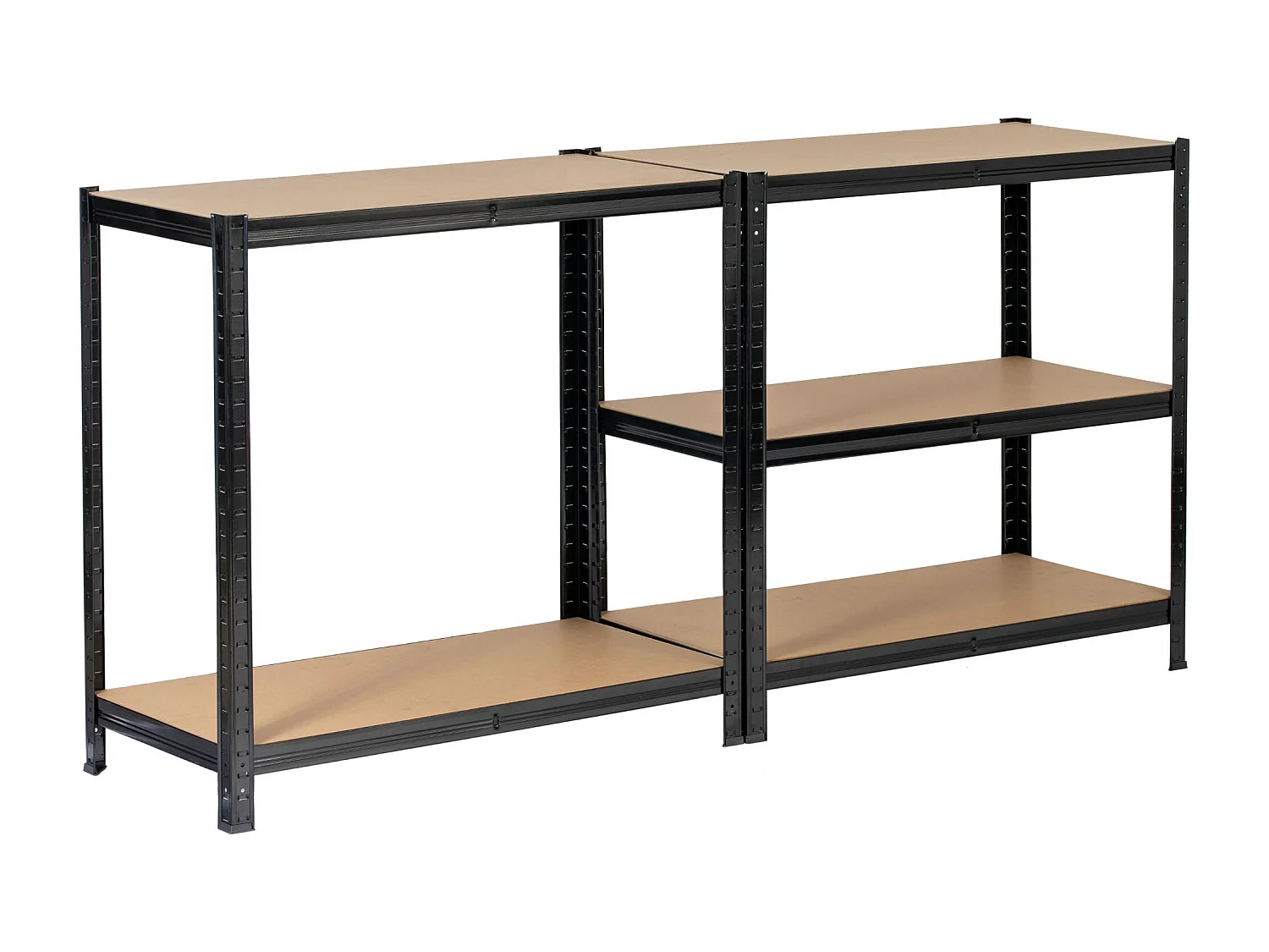 Dubbele Zwarte Stalen Opslagrek 90x30x180 cm - 10 Planken - Voor Garage & Schuur - Zelfmontage