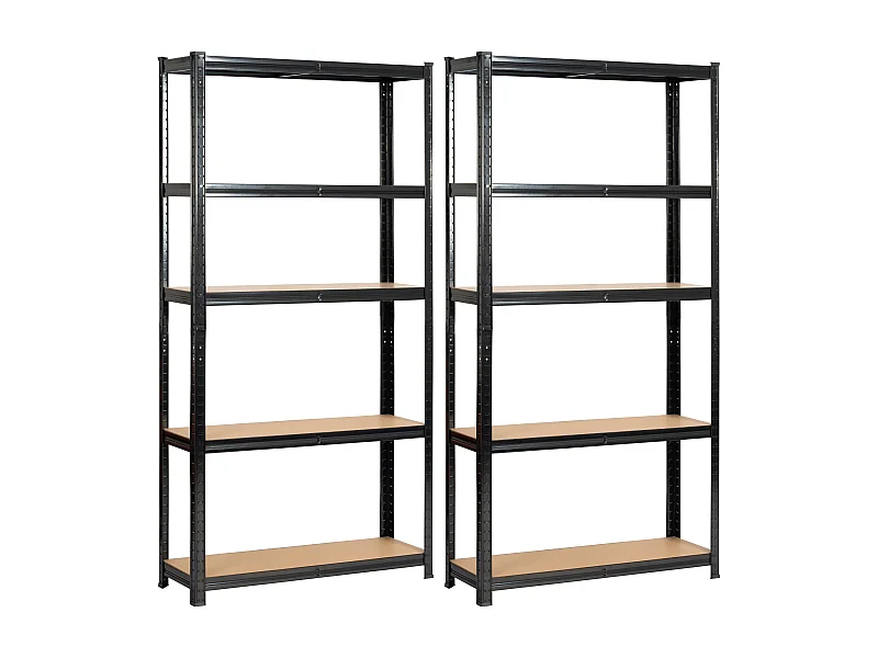 Dubbele Zwarte Stalen Opslagrek 90x30x180 cm - 10 Planken - Voor Garage & Schuur - Zelfmontage