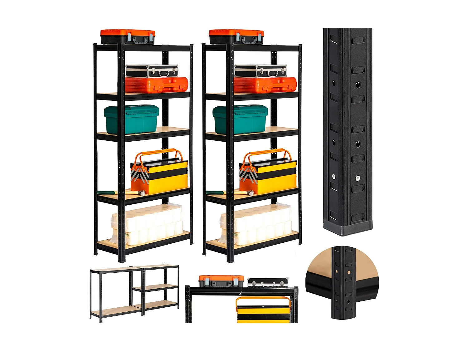 2x REGAŁ METALOWY 70x30x154 CZARNY