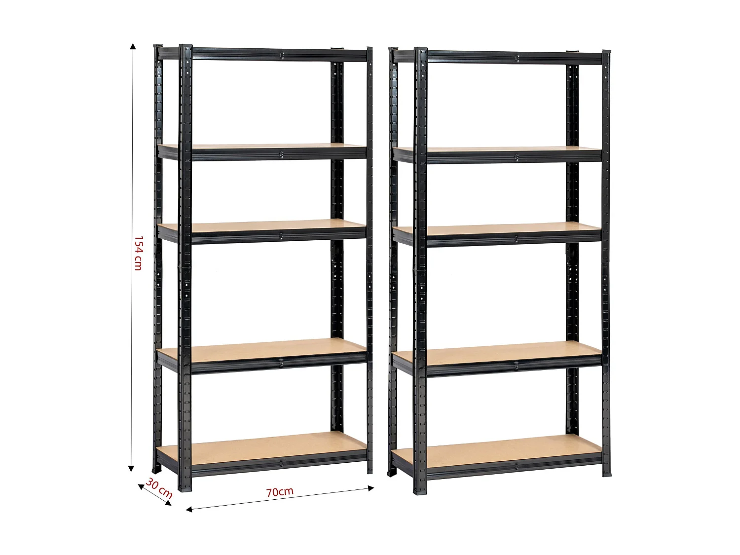 2x REGAŁ METALOWY 70x30x154 CZARNY