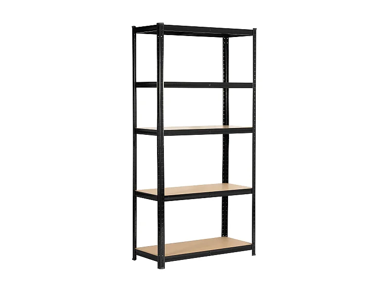 Zwarte Metalen Stellingkast 90x40x180 - 5 Legborden, 175 kg Belastbaarheid, Staal/MDF, Zelfmontage