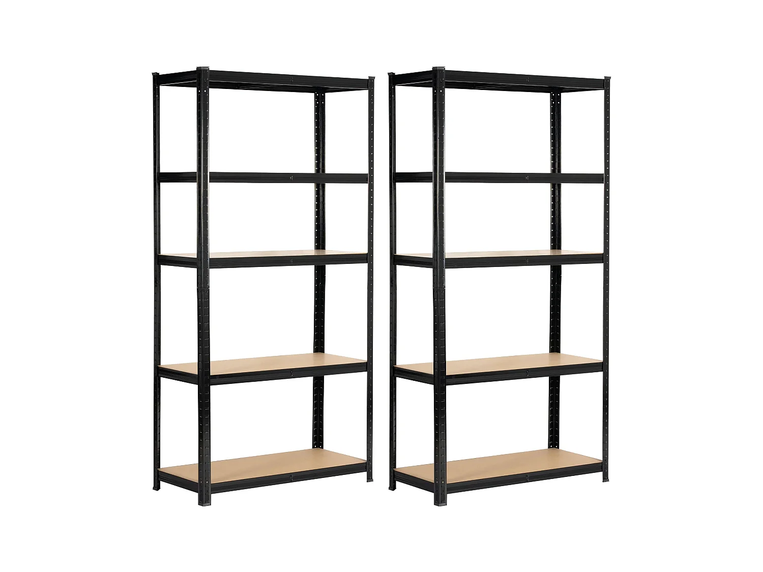 Set 2 x AKORD Scaffale garage in metallo  acciaio nero 5 ripiani in colore legno per carichi fino a 875kg 80x40x180 cm
