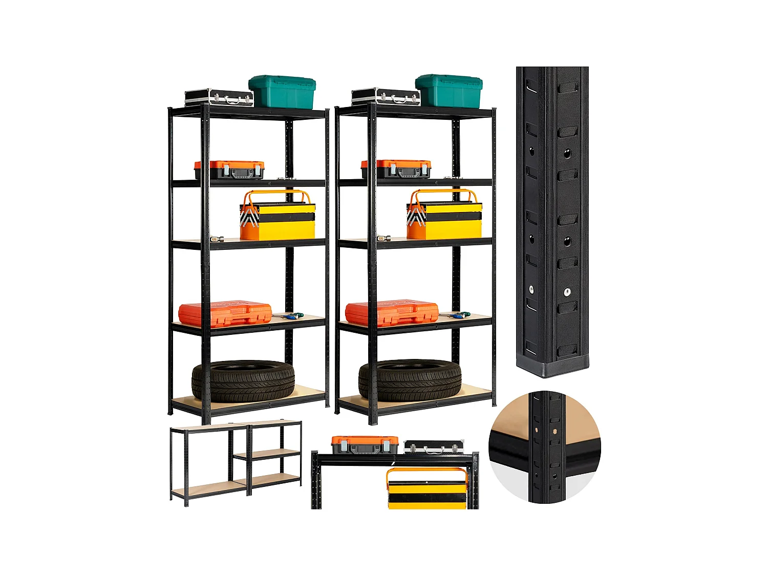 2x REGAŁ METALOWY 80x40x180 CZARNY