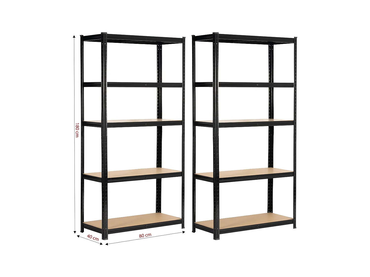 2x REGAŁ METALOWY 80x40x180 CZARNY