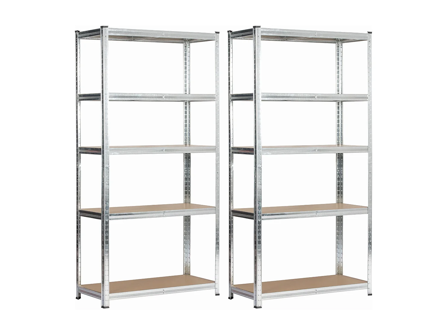 Dubbel Metalen Stellingkast 90x40x180 cm - Zilver Galvaniseerd - 10 Planken - Zelfmontage - Maximale Draagkracht per Plank: 175 kg