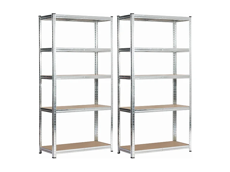 Dubbel Metalen Stellingkast 90x40x180 cm - Zilver Galvaniseerd - 10 Planken - Zelfmontage - Maximale Draagkracht per Plank: 175 kg