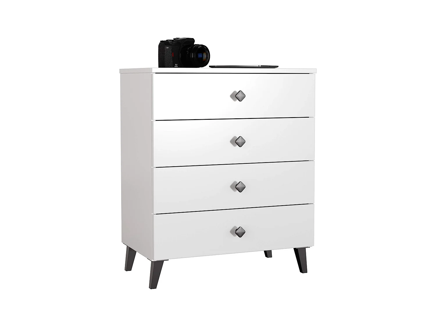 Commode AKORD MOBI Blanc 60 cm 4 tiroirs façade Blanche 60x37x73 cm