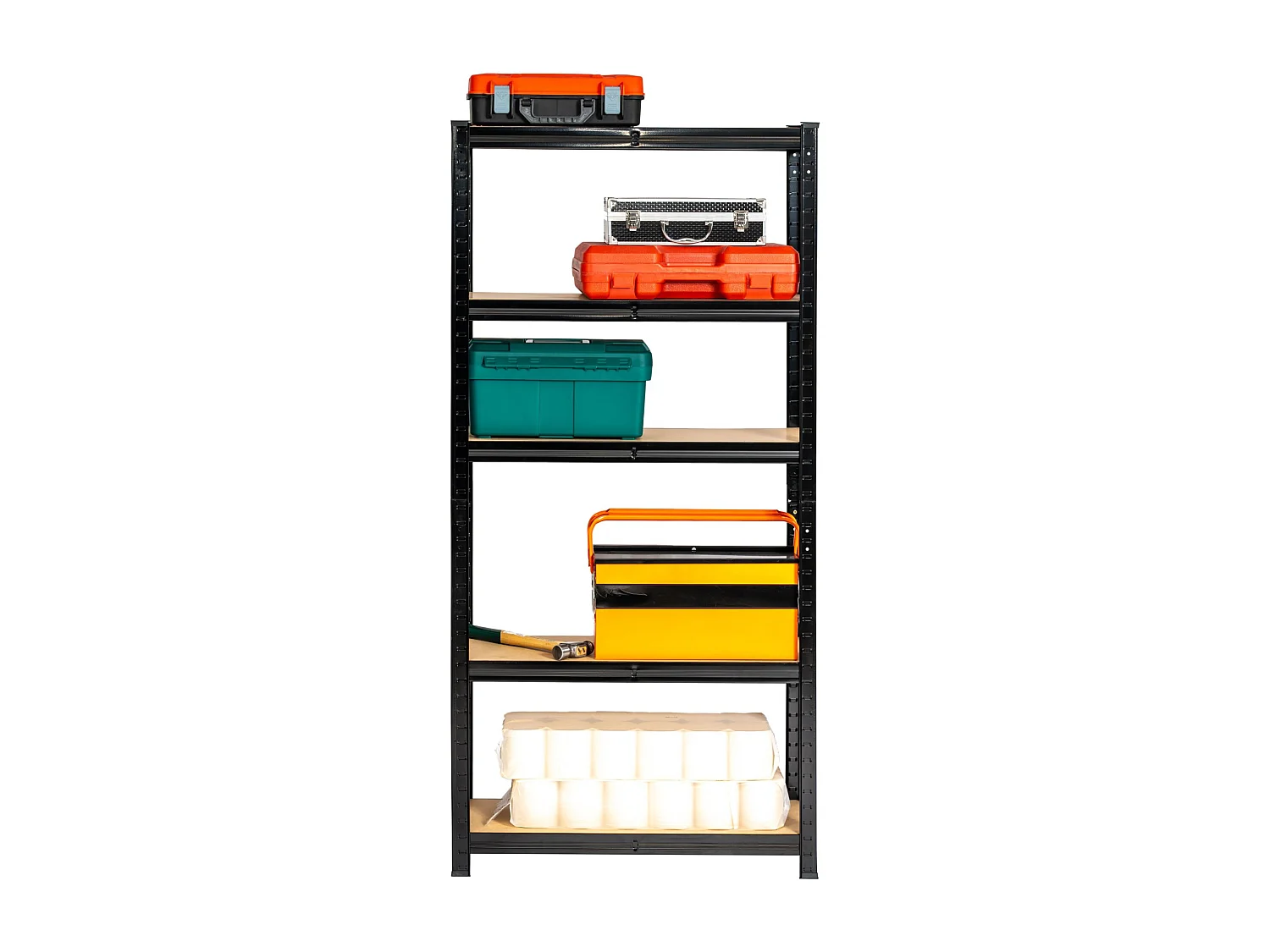 AKORD Scaffale garage in metallo  acciao nero 5 ripiani in colore legno per carichi fino a 875kg 70x30x154 cm