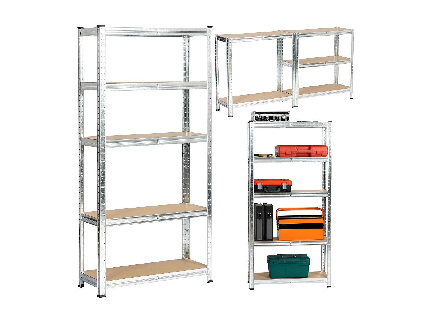 Étagère modulable 70 cm acier galvanisé charge maximale 875kg - L70xP30xH154 cm