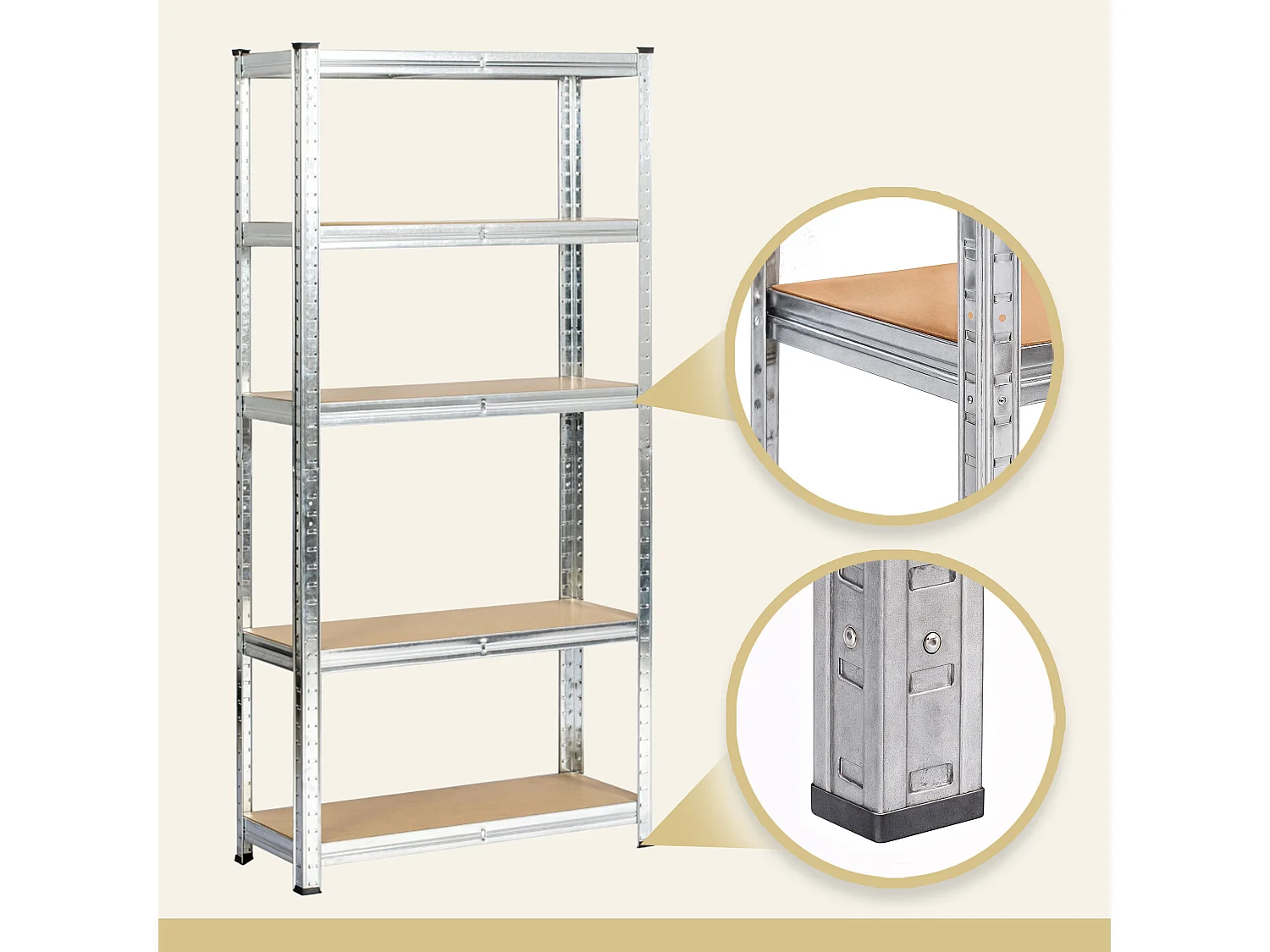 Étagère modulable 70 cm acier galvanisé charge maximale 875kg - L70xP30xH154 cm