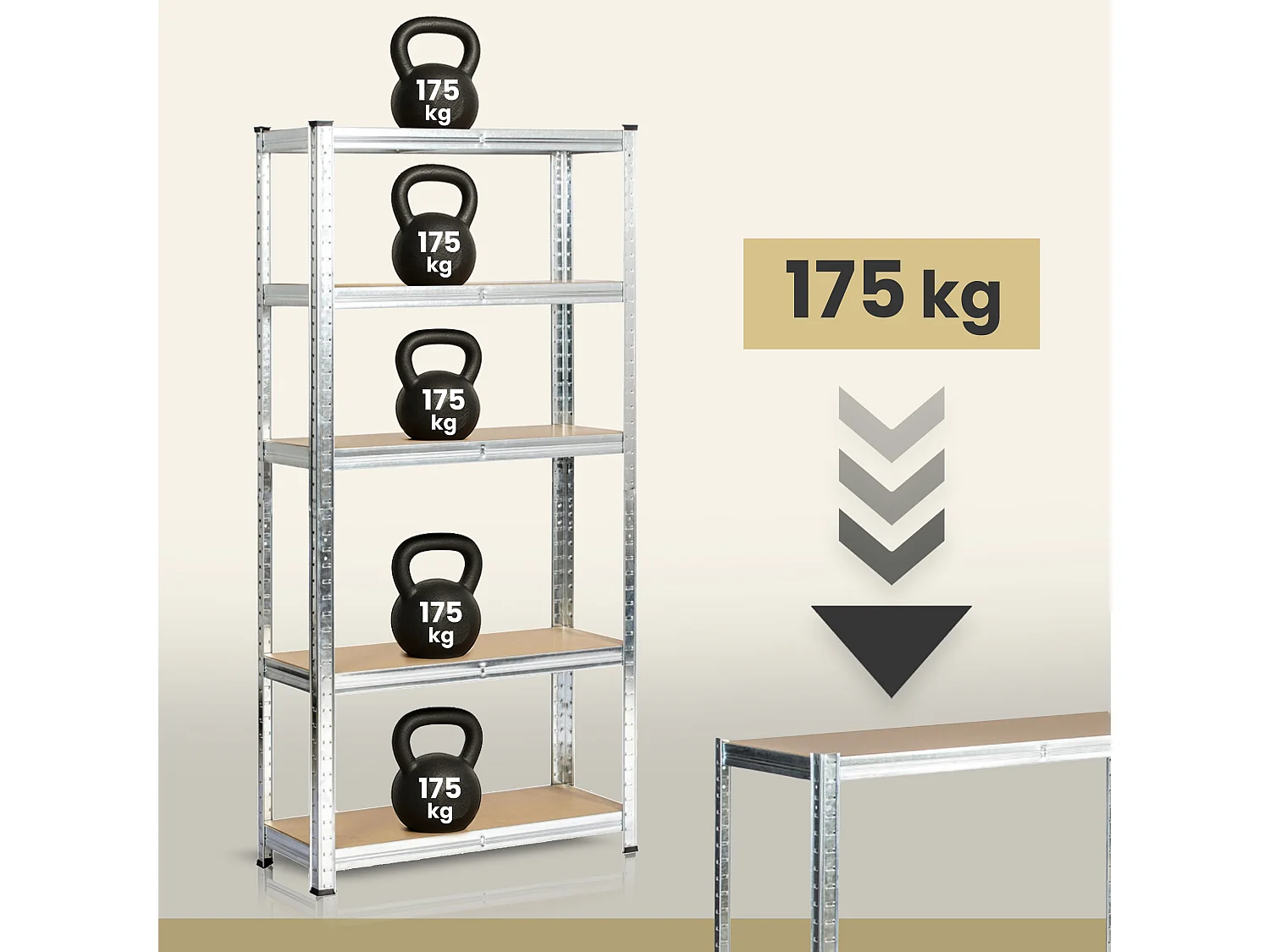 Étagère modulable 70 cm acier galvanisé charge maximale 875kg - L70xP30xH154 cm