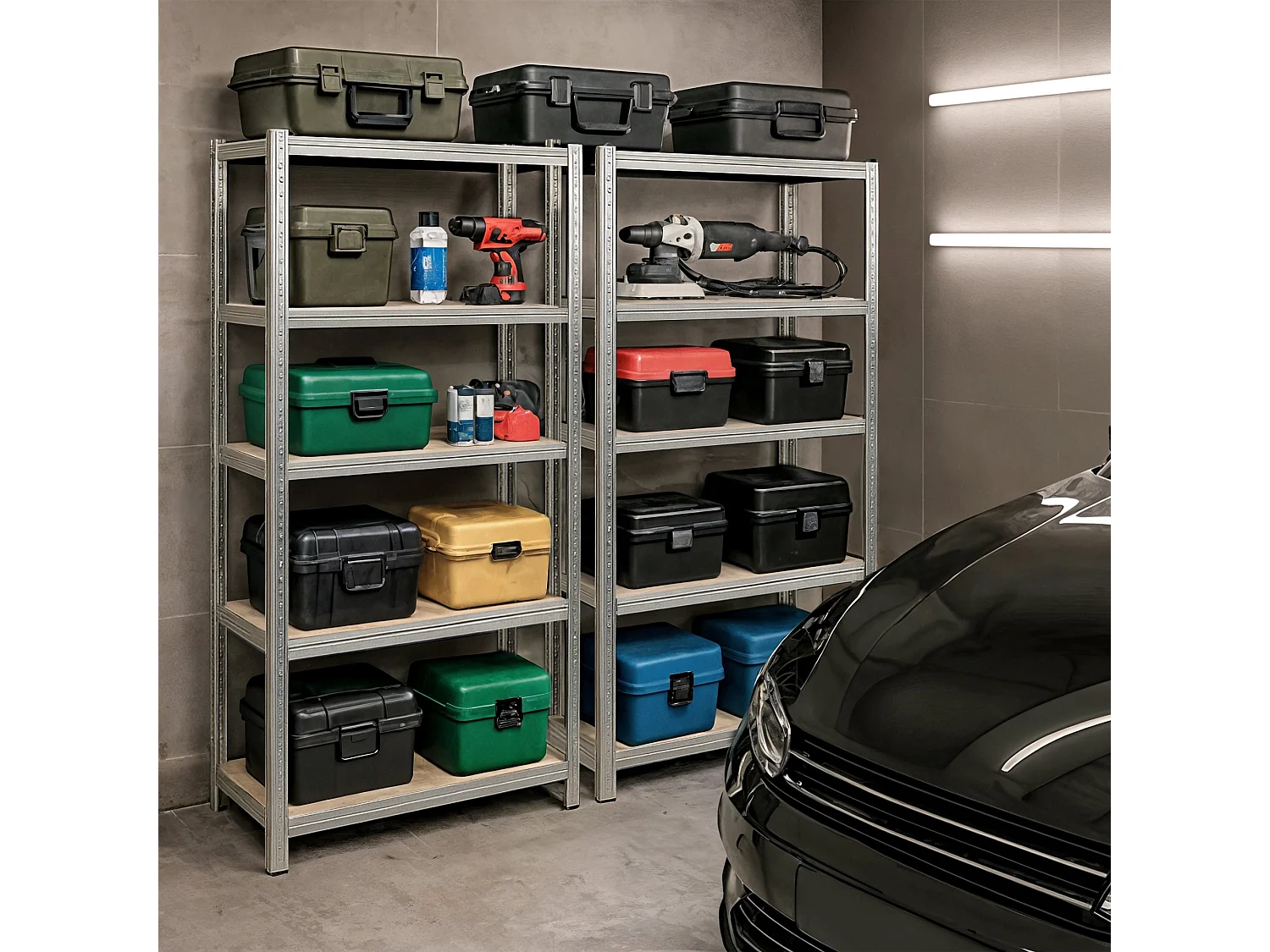 Étagère modulable 70 cm acier galvanisé charge maximale 875kg - L70xP30xH154 cm