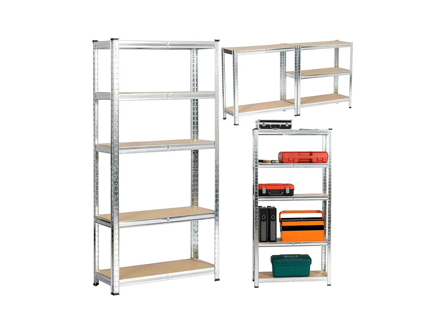 Schwerlastregal Silber galvanisiert 70 cm 5 Regalböden B70xH30xT154 cm