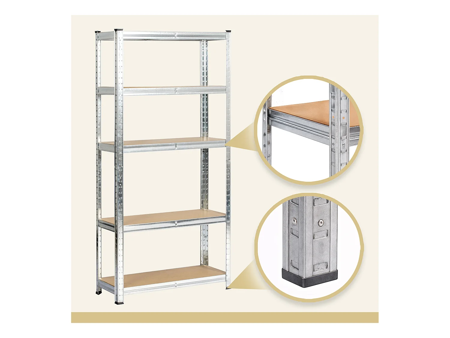 Schwerlastregal Silber galvanisiert 70 cm 5 Regalböden B70xH30xT154 cm