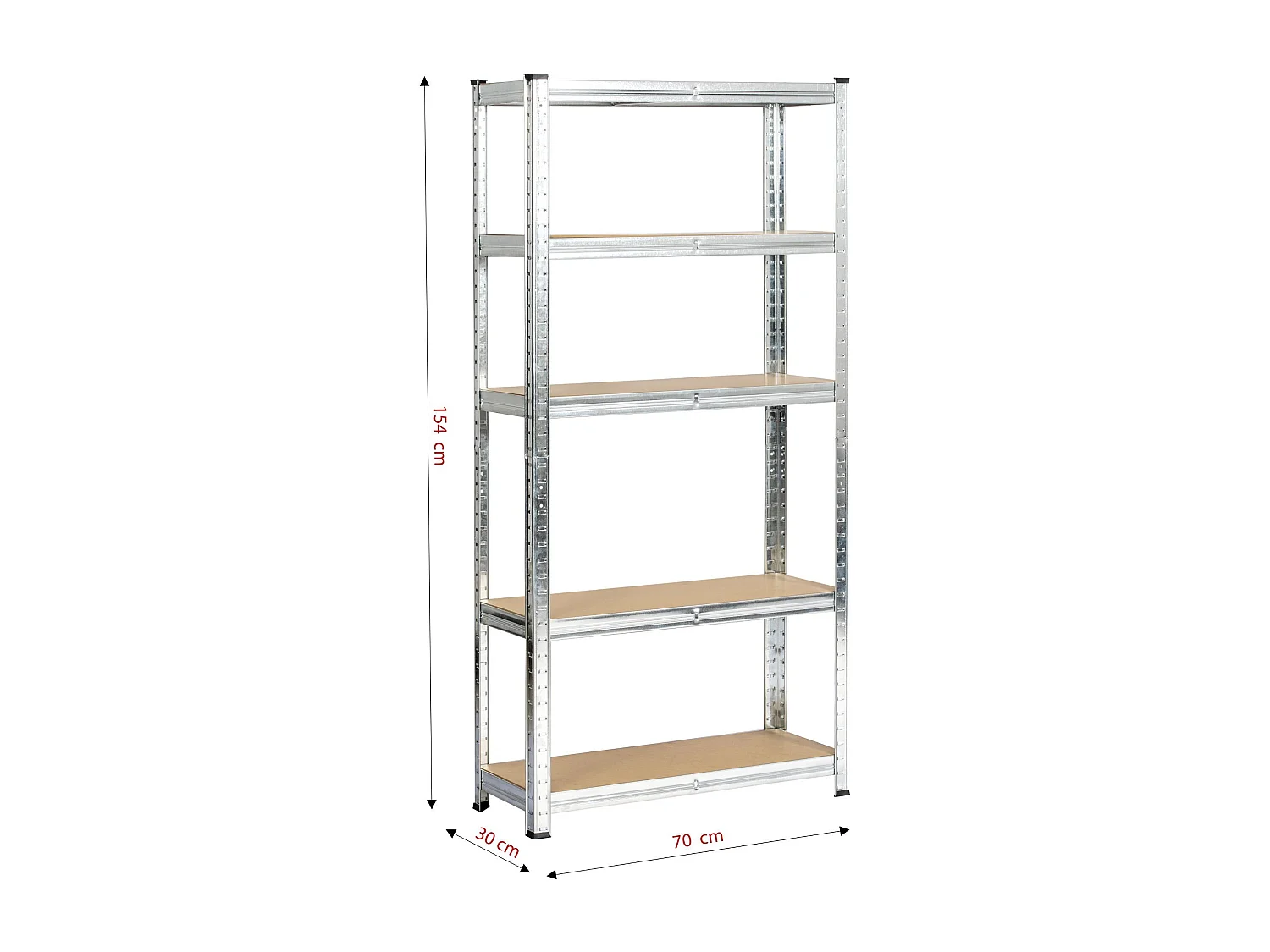 AKORD Scaffale garage in metallo  acciaio zincato 5 ripiani in colore legno per carichi fino a 875kg 70x30x154 cm