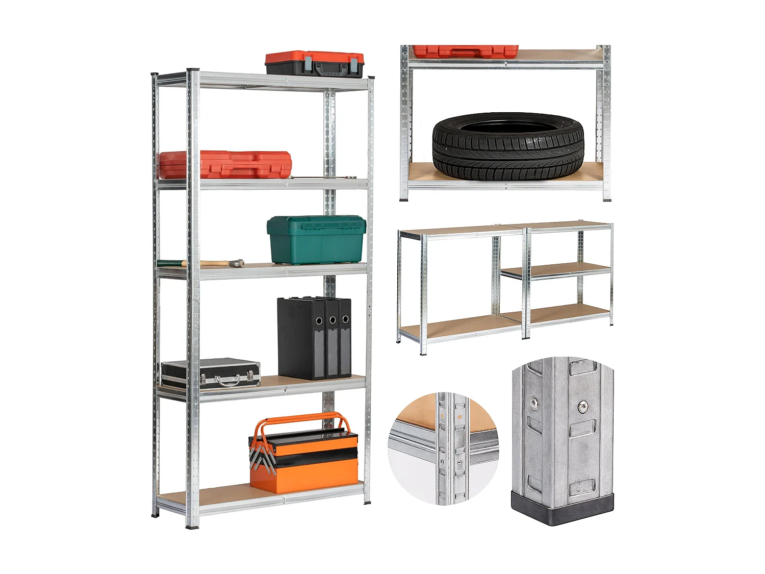 Étagère modulable 90 cm acier galvanisé charge maximale 875kg - L90xP30xH180 cm