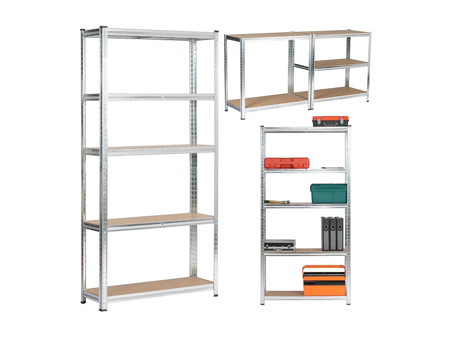 Étagère modulable 90 cm acier galvanisé charge maximale 875kg - L90xP30xH180 cm