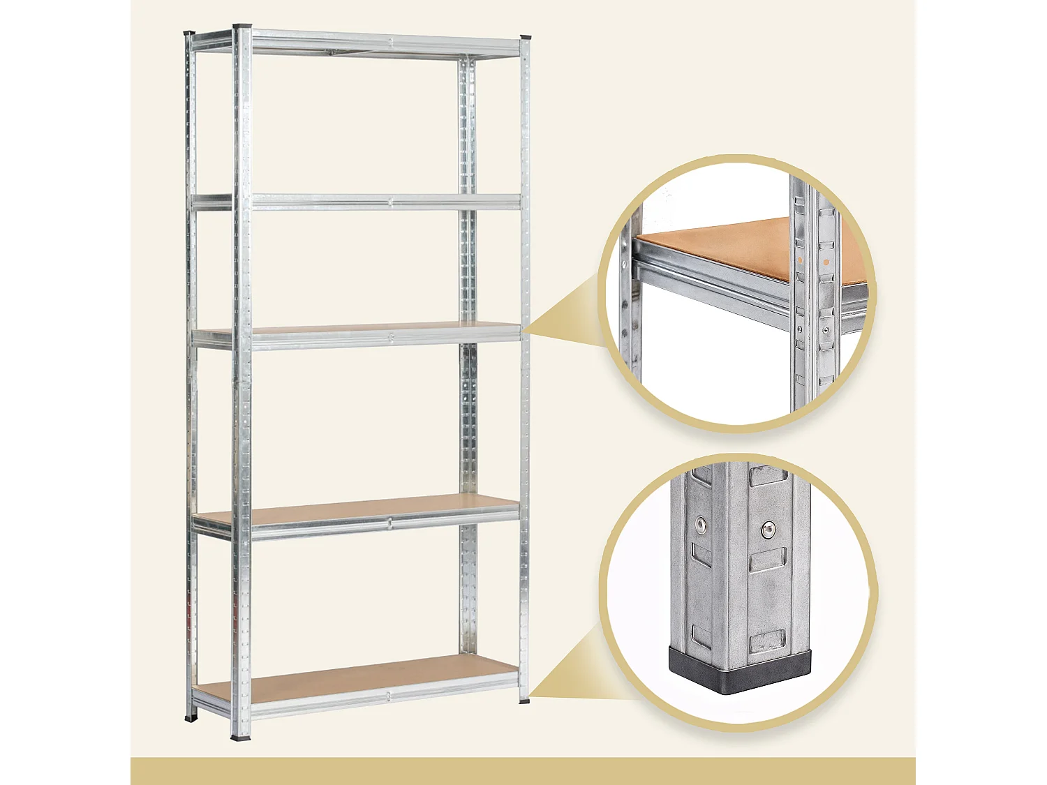 Étagère modulable 90 cm acier galvanisé charge maximale 875kg - L90xP30xH180 cm