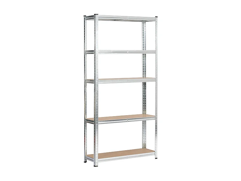 Stalen Opslagrek 90x30x180 cm Zilvergrijs - 5 Verstelbare Planken, Zelfmontage, Tot 175kg per Plank, Duurzame MDF/Metaalconstructie