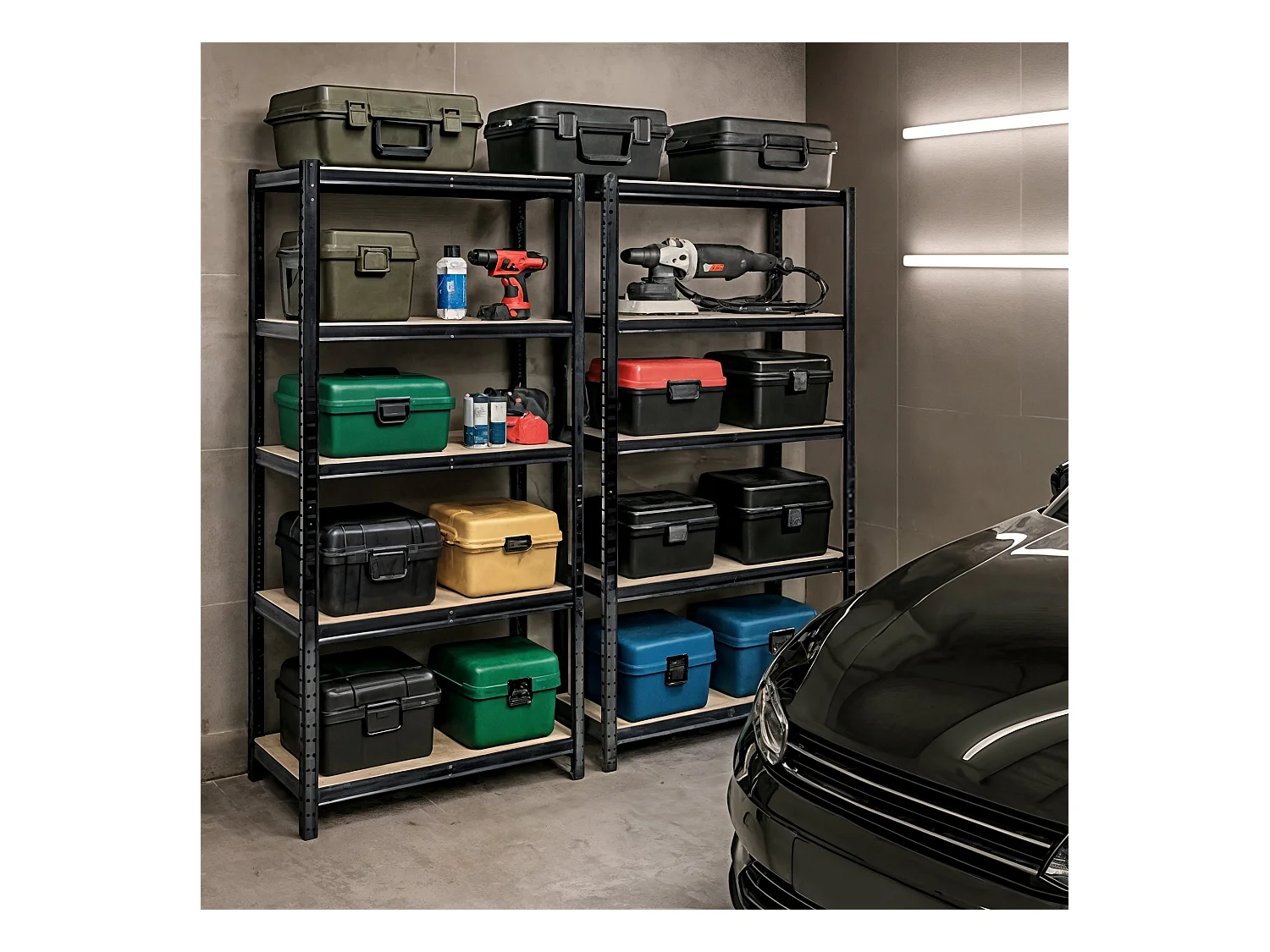 Étagère modulable 90 cm acier noirci charge maximale 875kg - L90xP30xH180 cm
