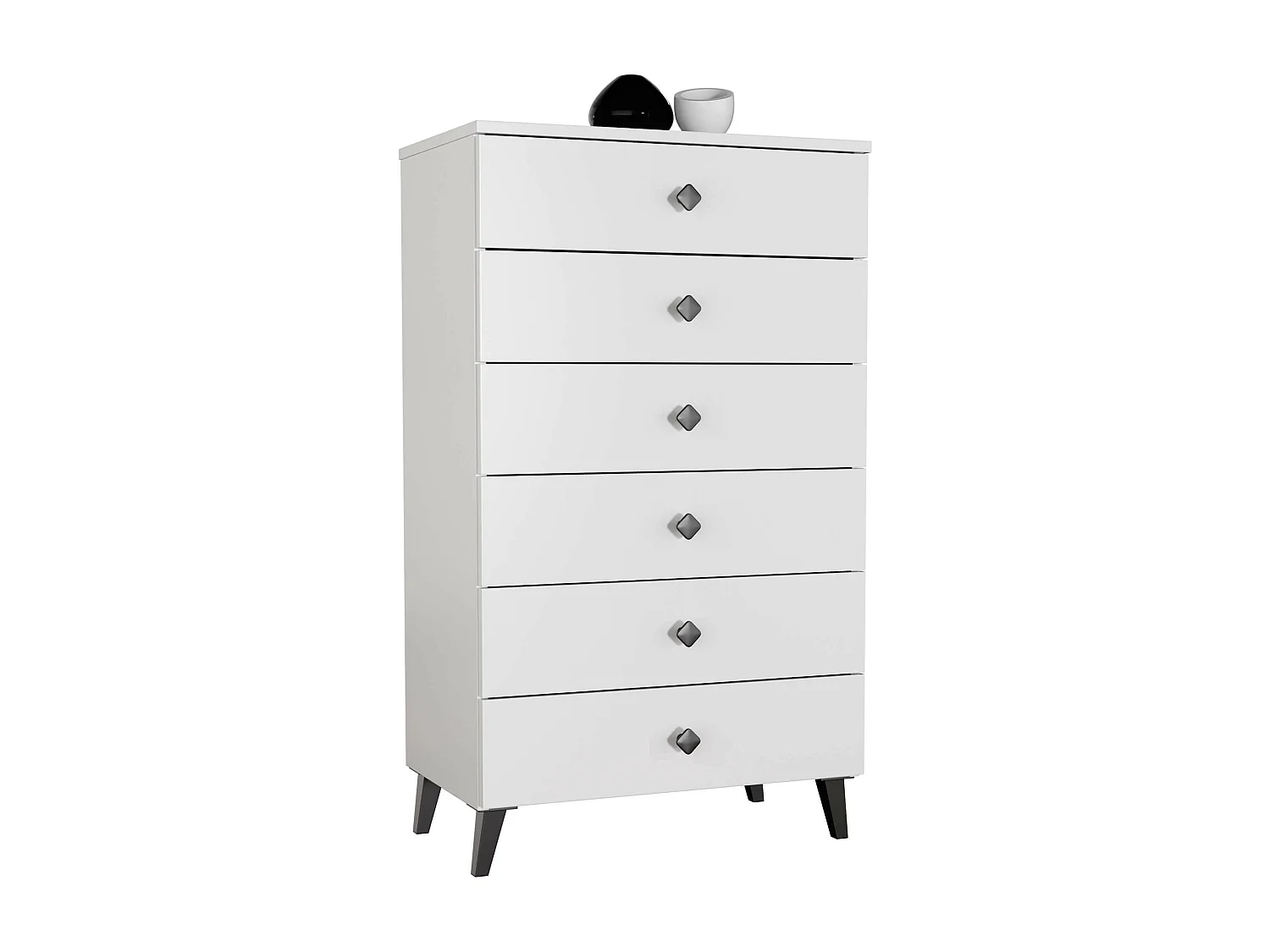 Komoda AKORD MOBI Biała 60 cm 6 szuflad kolor Biały mat 60x37x104 cm