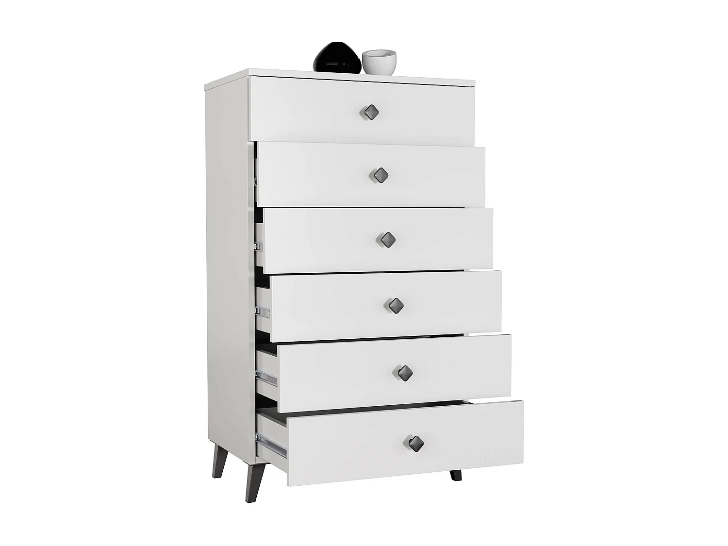 Komoda AKORD MOBI Biała 60 cm 6 szuflad kolor Biały mat 60x37x104 cm