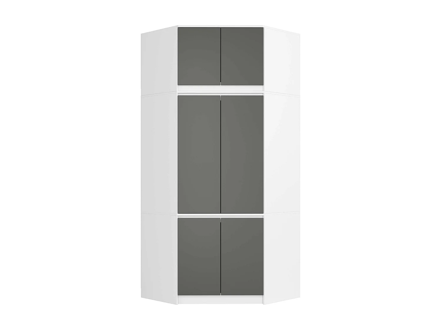 Armario esquinero con altillo AKORD S100 Blanco 100 cm con 6 puertas y 9 estantes acabado en Gris Grafito 100x50x234 cm