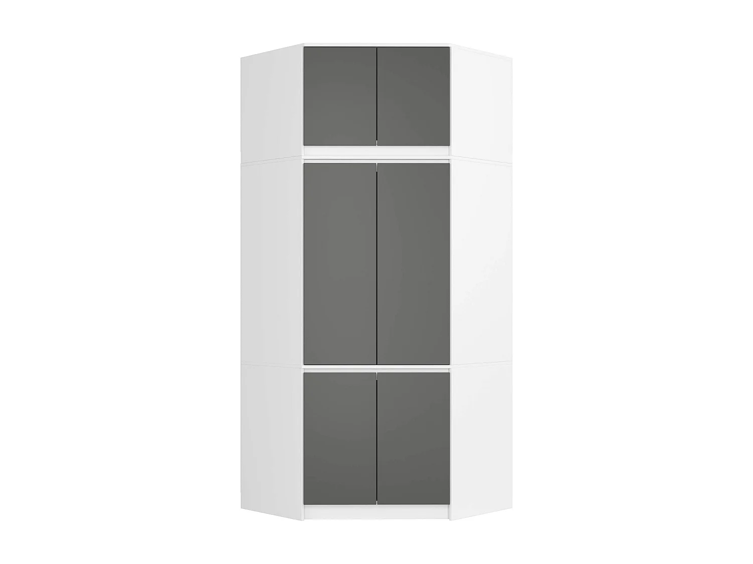 Eckkleiderschrank Weiß 100 cm 6 Türen Front Graphitgrau B100xH235xT50 cm