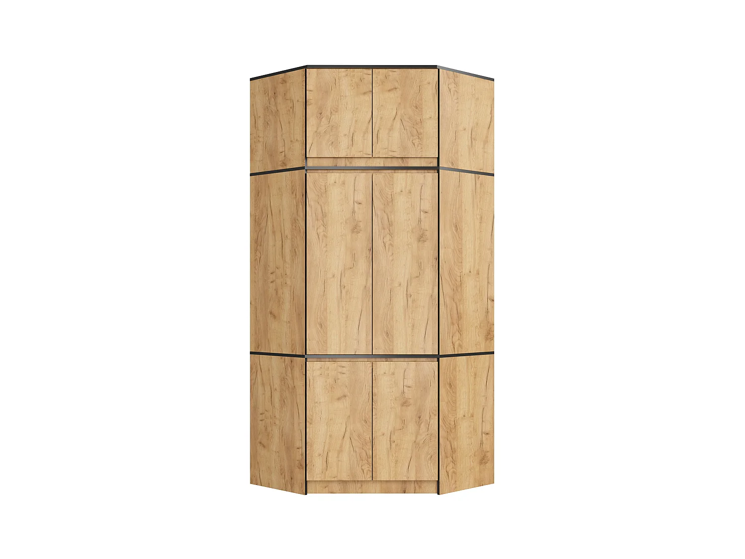 Armario esquinero con altillo AKORD S100 Roble Craft 100 cm con 6 puertas y 9 estantes acabado en Roble Craft 100x50x234 cm
