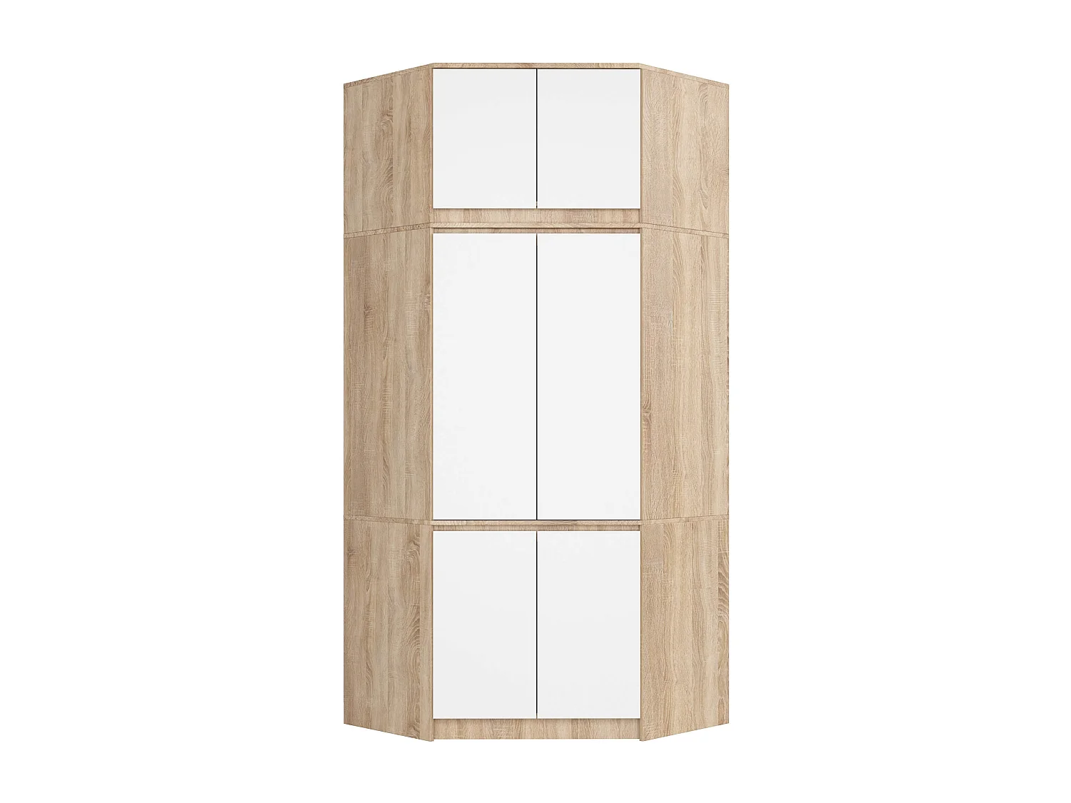 Hoekkledingkast S100 met Opzetstuk / AKORD Furniture Factory / Sonoma Eik - Wit / 100 x 235 x 50 cm