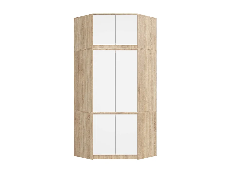 Armoire d'angle avec surmeuble AKORD S100 Chêne Sonoma 100 cm 6 portes façade Blanche 100x50x235 cm