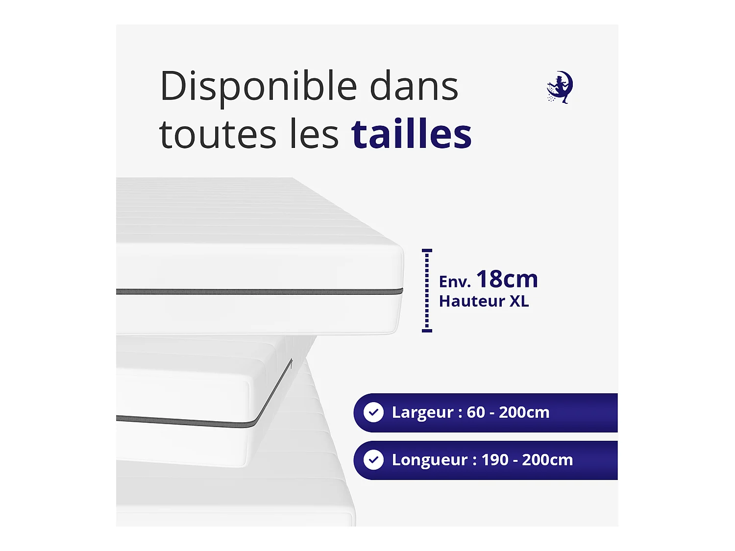 Matelas 120x190 en Mousse Froide 7 Zones 18cm- Confort Ergonomique et Hypoallergénique