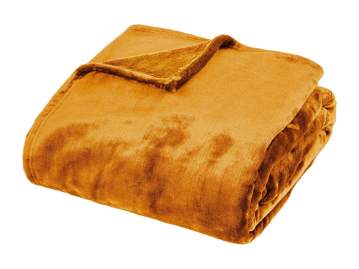 Plaid Flanelle Fourrure Jaune Moutarde 180 x 230 cm