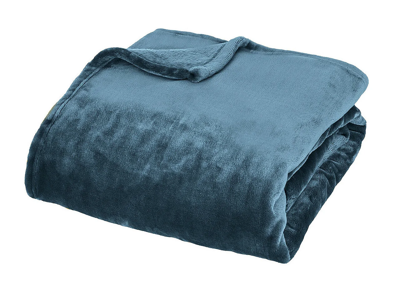 Plaid Flanelle Fourrure Bleu Egéen 130 x 180 cm