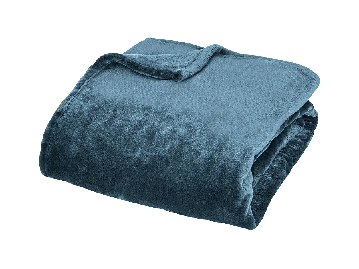 Plaid Flanelle Fourrure Bleu Egéen 130 x 180 cm