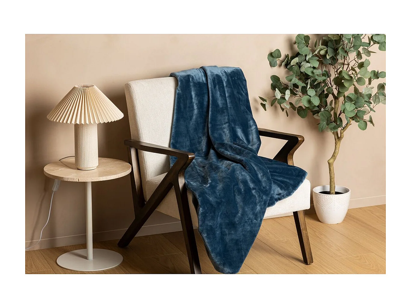 Plaid Flanelle Fourrure Bleu Egéen 130 x 180 cm